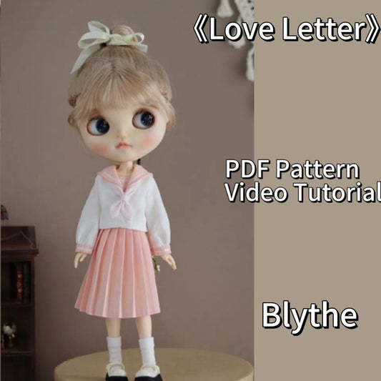 小Mer Blythe Doll Dress Pattern - Love Letter-no seam allowance included