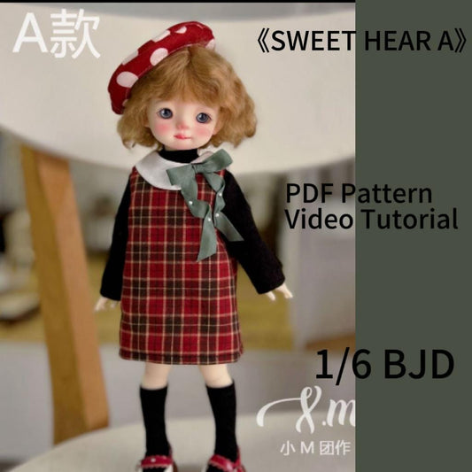 小Mer BJD 1/6 BJD DOLL Patterns Sweet Heart Style A-no seam allowance included