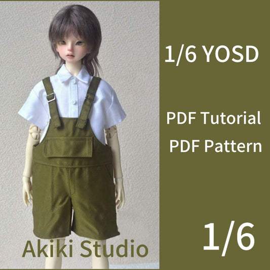 阿吉 BJD 1/6 YOSD DOLL Cloth Patterns -Overall-short version
