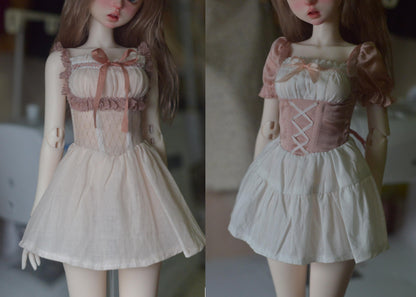 阿吉 BJD 1/4 BJD DOLL Patterns Short-Sleeve Two-Piece Dress