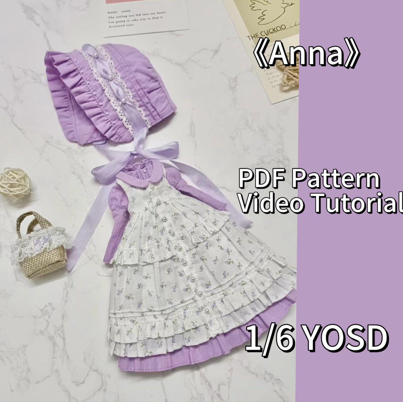 阿彩 1/6 BJD Doll Dress Pattern - Annainclue 5mm seam allowance