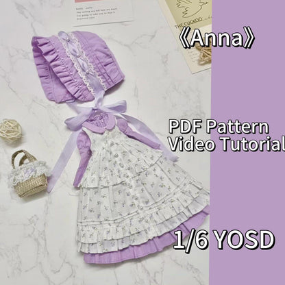 阿彩 1/6 BJD Doll Dress Pattern - Annainclue 5mm seam allowance