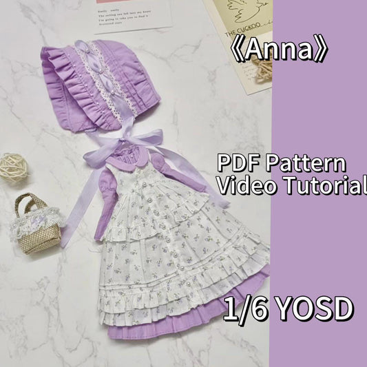 阿彩 1/6 BJD Doll Dress Pattern - Annainclue 5mm seam allowance