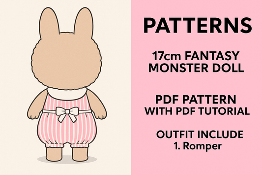 Fantasy Monster Doll 15.5–17cm Puffy Outfit Pattern – PDF + Video Tutorial | Macaron Style