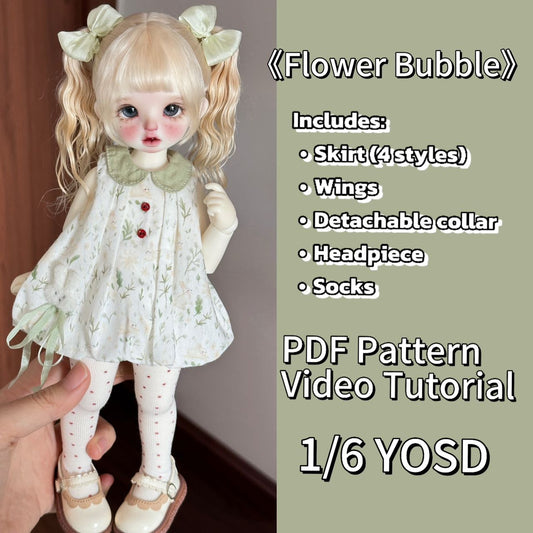 果果 1/6 BJD Doll Dress Pattern - Flower Bubble- seam allowance include