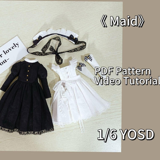 阿彩 1/6 BJD Doll Dress Pattern - Maidinclue 5mm seam allowance