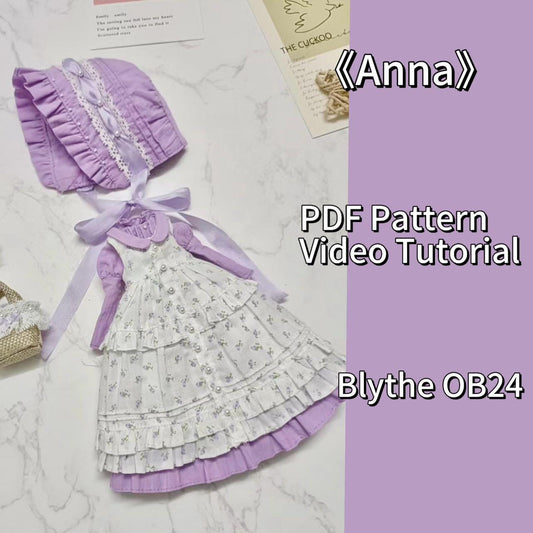 阿彩 Blythe Doll Dress Pattern - Annainclue 5mm seam allowance