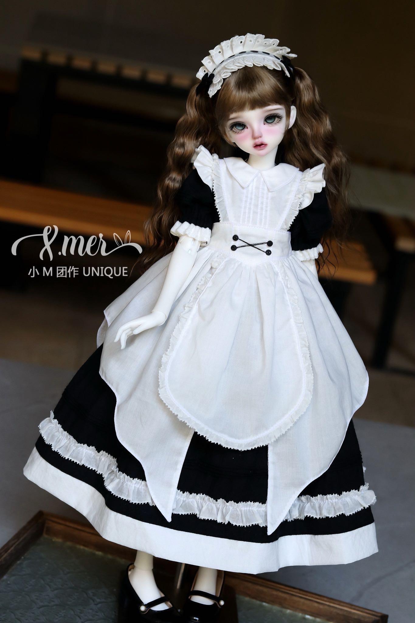 小Mer BJD 1/3 BJD DOLL Patterns - British Maid Dress with Apron-no seam allowance included