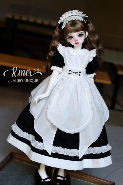 小Mer BJD 1/3 BJD DOLL Patterns - British Maid Dress with Apron-no seam allowance included