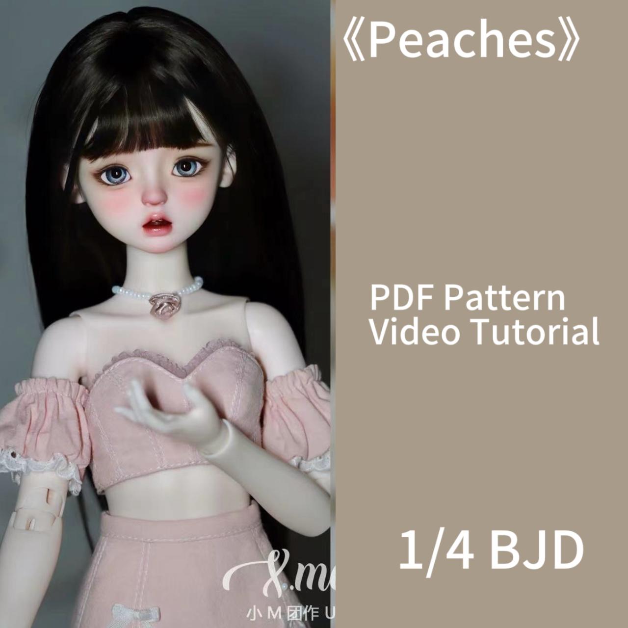 小Mer BJD 1/4 BJD DOLL Patterns dress -Peaches-no seam allowance included