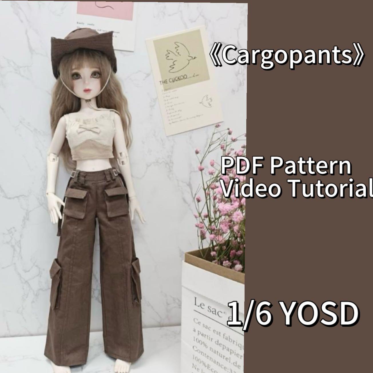 阿彩 1/6 BJD Doll Dress Pattern - Cargopants and skirt, hat, outerwear and spaghetti strapinclue 5mm seam allowance