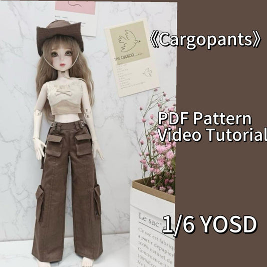 阿彩 1/6 BJD Doll Dress Pattern - Cargopants and skirt, hat, outerwear and spaghetti strapinclue 5mm seam allowance