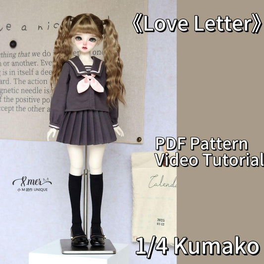 小Mer 1/4 KUMAKO BJD Doll Dress Pattern - Love Letter-no seam allowance included
