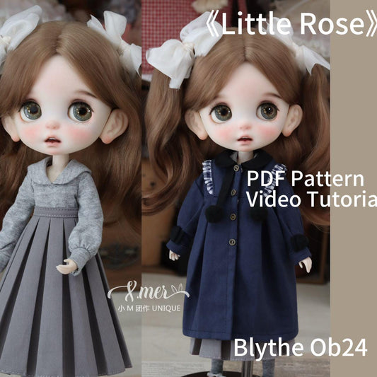 小Mer Blythe OB 24  DOLL Patterns Coat Jacket- Little Rose-no seam allowance included
