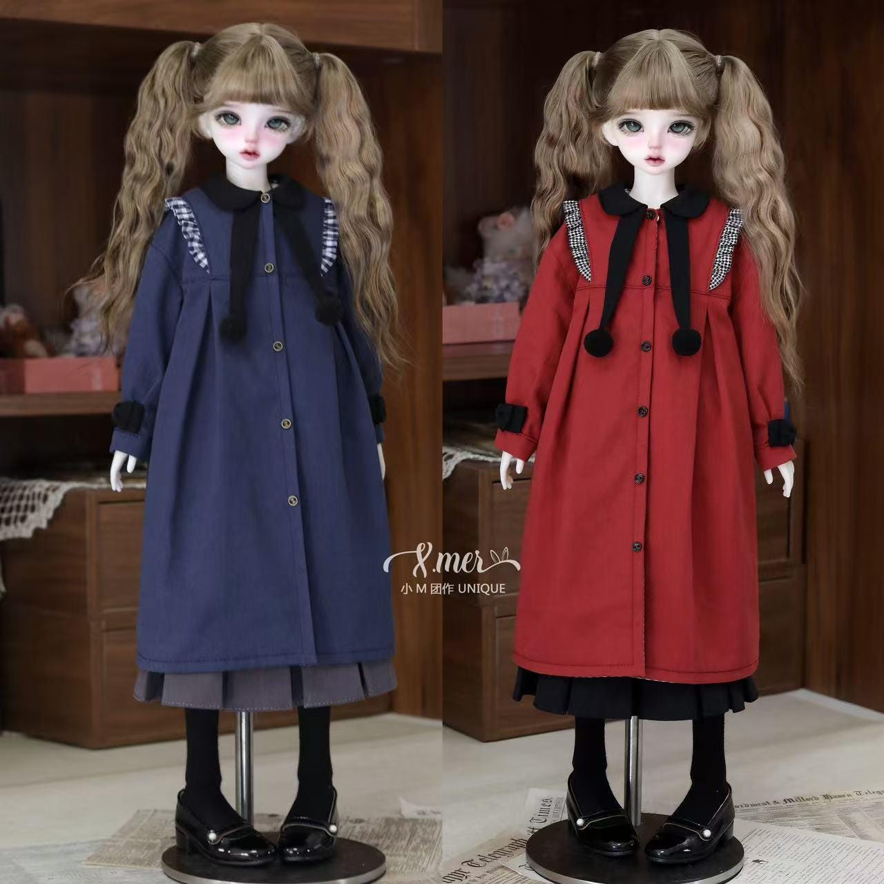 小Mer BJD 1/4 BJD DOLL Patterns Coat and Dress set - Little Rose-no seam allowance included