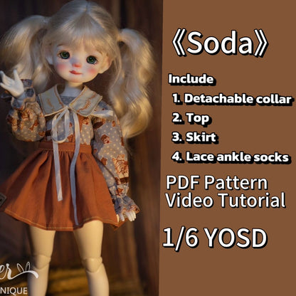 Patrones de ropa y vestidos para muñecas BJD 1/6 de 小Mer - Cake Cheese - Sin margen de costura incluido
