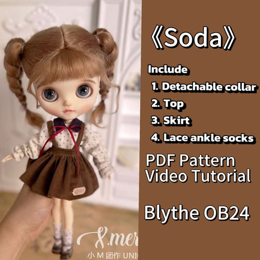 Patrones de ropa para muñecas Blythe - Pequeña enfermera (sin margen de costura incluido)