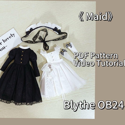 阿彩 Blythe Doll Dress Pattern - Maidinclue 5mm seam allowance