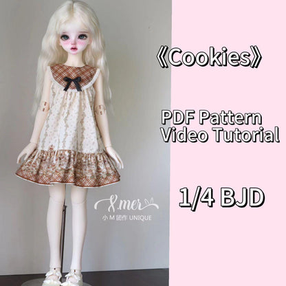小Mer BJD 1/4 BJD DOLL Patterns Dress： Cookies--no seam allowance included