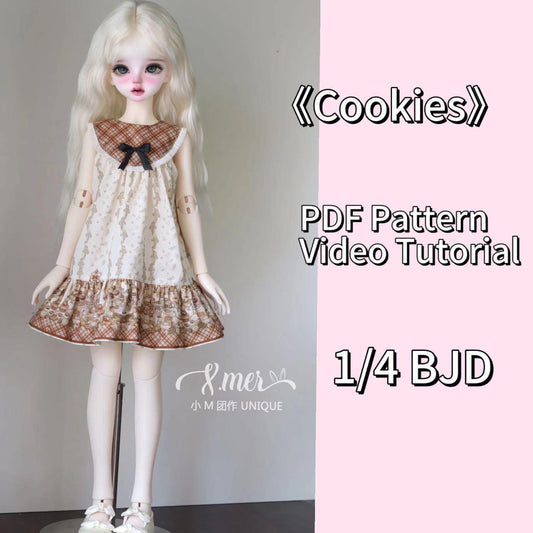 小Mer BJD 1/4 BJD DOLL Patterns Dress： Cookies--no seam allowance included