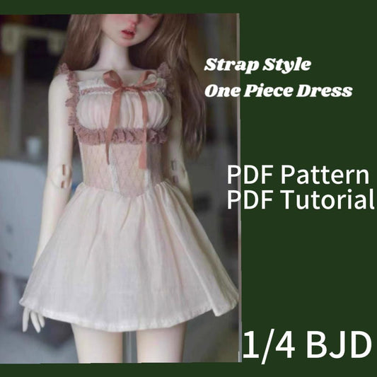 阿吉 BJD 1/4 BJD DOLL Patterns Strap Style One-Piece Dress