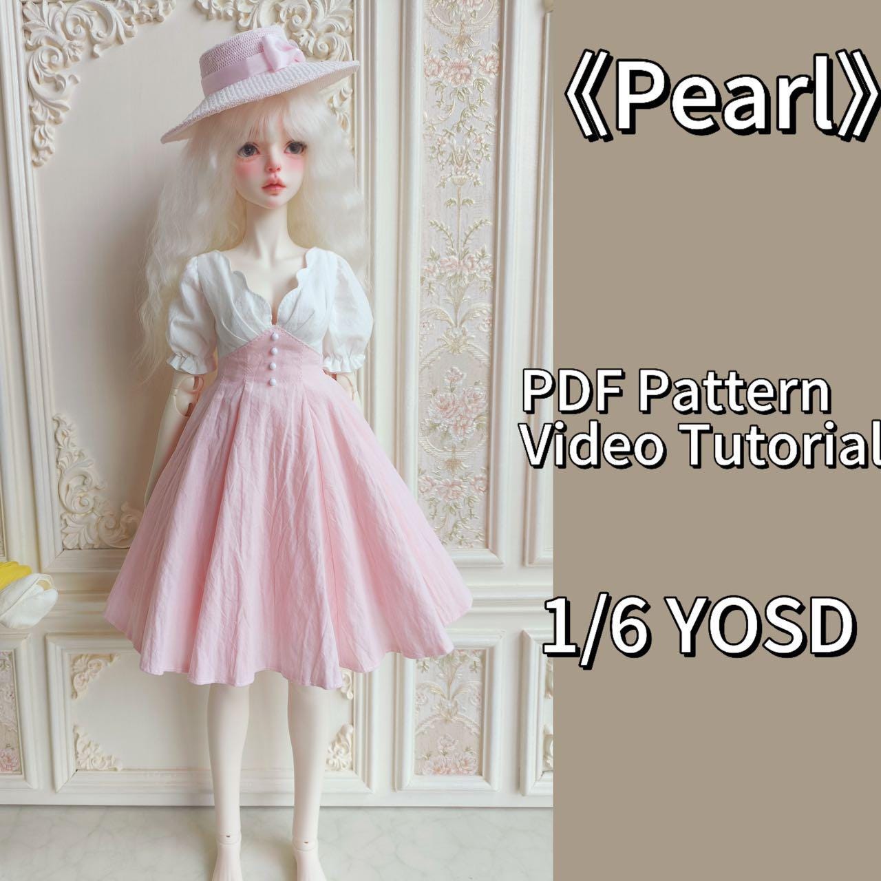 阿彩 1/6 BJD Doll Dress Pattern - Pearlinclue 5mm seam allowance