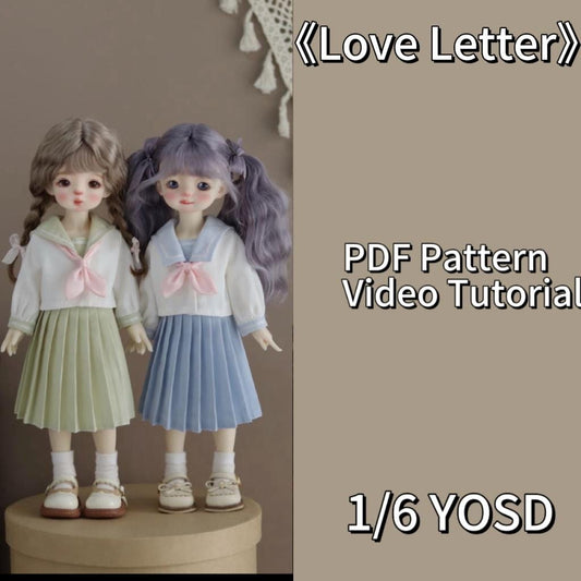 小Mer BJD 1/6 BJD DOLL Clothes Dress Patterns -Love Letter-no seam allowance included