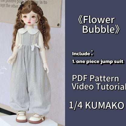 小Mer 1/4 KUMAKO BJD Doll Dress Pattern - Flower Bubble-no seam allowance included