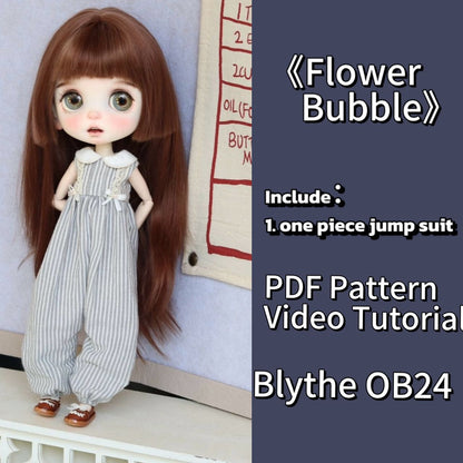 小Mer Blythe  Doll Clothes Patterns - Flower Bubble-no seam allowance included