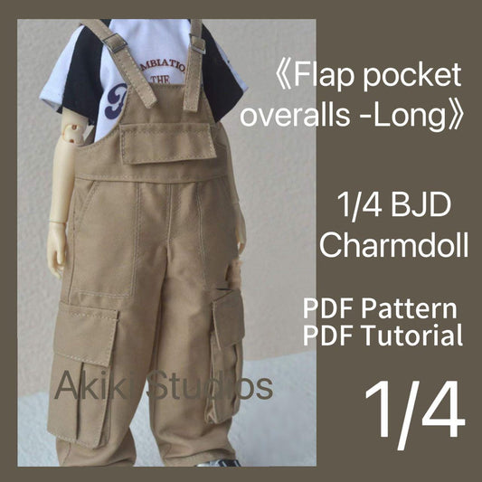 Akiki阿吉 BJD 1/4 DOLL Cloth Pattern Overall Long version