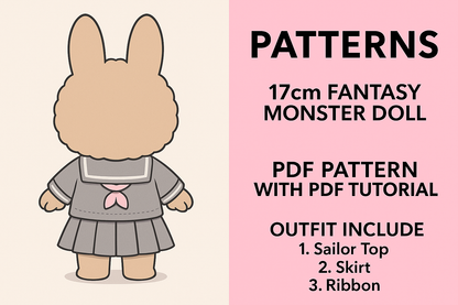 Fantasy Monster Doll 15.5–17cm Love Letter Outfit Pattern – PDF + Video Tutorial | Macaron Style