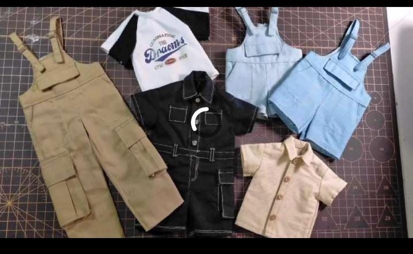 阿吉 BJD 1/6 YOSD DOLL Cloth Patterns -5 Pattern Bundle! Overalls -Long, Overalls Short, Jumpsuit, T-shirt, Short Sleeve shirt
