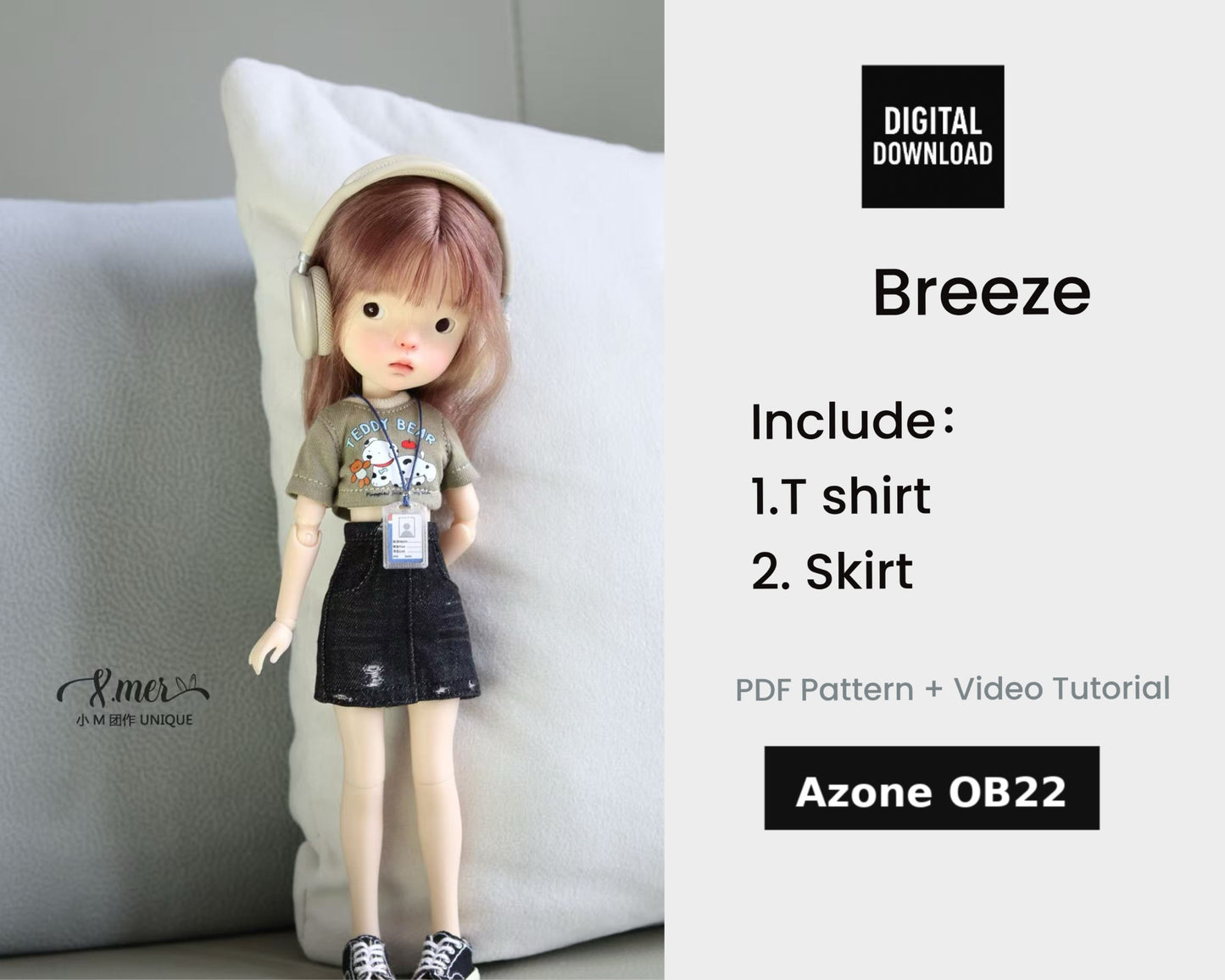 Patrones de ropa para muñecas Blythe - Pequeña enfermera (sin margen de costura incluido)