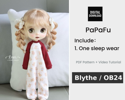 小Mer Blythe OB 24 DOLL Patterns -PaPaFu-no seam allowance included