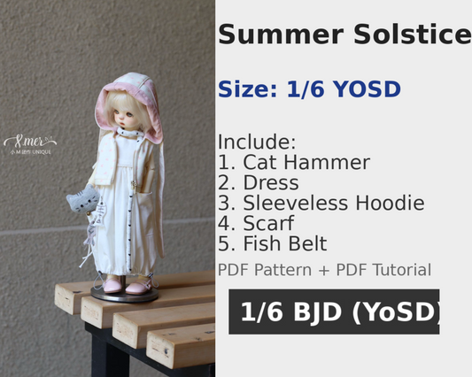 Patrones de ropa y vestidos para muñecas BJD 1/6 BJD - Cheese (6 piezas) - Sin margen de costura incluido