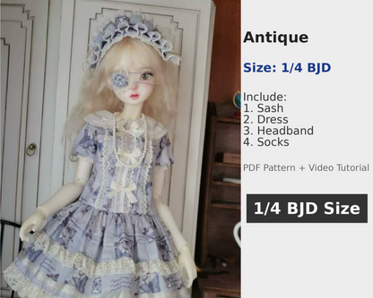 Patrón de vestido para muñeca BJD 阿彩 1/4 - Falda plisada en capas (difícil, no para principiantes) incluye margen de costura de 5 mm