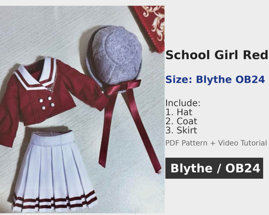 Patrón de vestido para muñeca Blythe - Rosa noche (incluye margen de costura de 5 mm)