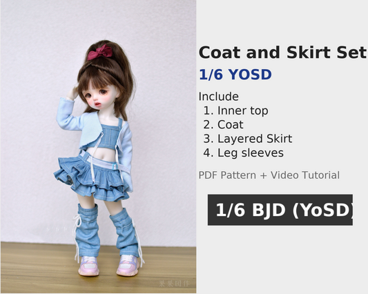 果果 1/6 BJD Doll Dress Pattern - Coat and skirt set- with seam allowance