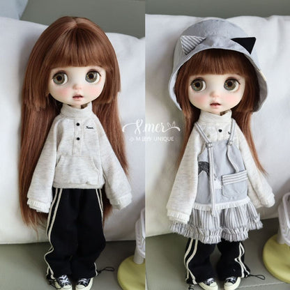 小Mer Blythe OB 24 DOLL Patterns -Grey Curtain-no seam allowance included