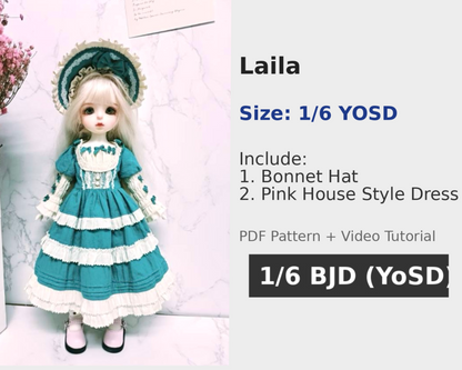 阿彩 1/6 BJD ドール用ドレスパターン - スパゲッティストラップドレス（5mm 縫い代込み）