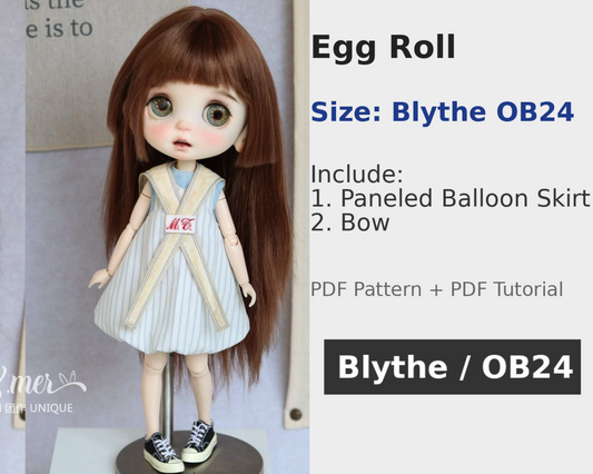 Patrones de ropa para muñecas Blythe - Pequeña enfermera (sin margen de costura incluido)