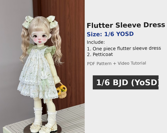 Patrón de vestido para muñeca BJD 果果 1/6 - Spring Garden - con margen de costura