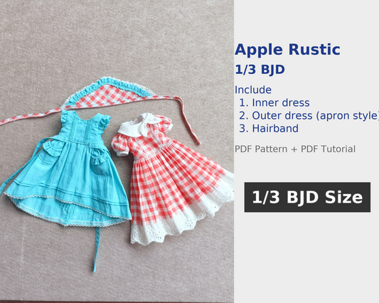 阿彩 1/3 BJD Doll Dress Pattern - Apple Rustic -include 5mm seam allowance