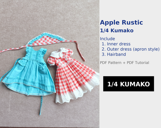 阿彩 1/4 KUMAKO BJD Doll Dress Pattern -Apple Rustic-include 5mm seam allowance