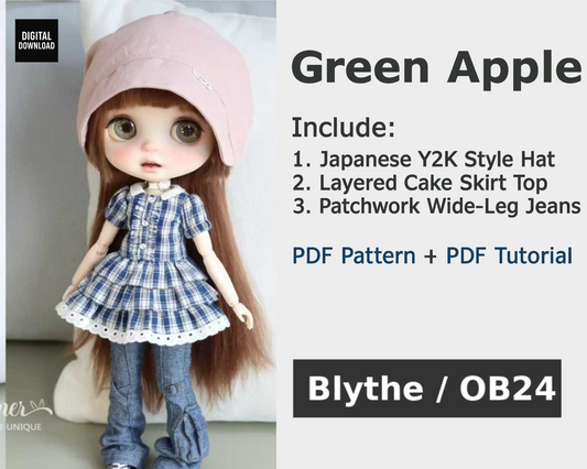 小Mer Blythe OB 24 DOLL Patterns - Green Apple-no seam allowance included