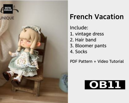 小Mer OB11 DOLL Patterns Vacation-no seam allowance included