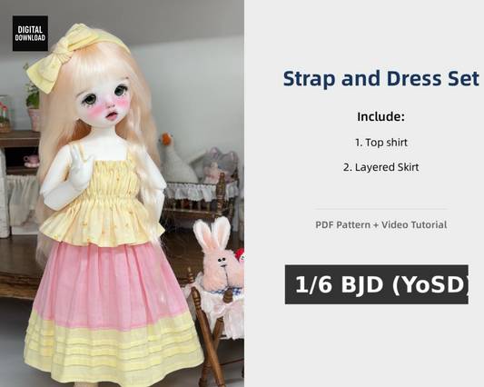 果果 1/6 BJD Doll Dress Pattern - Strap dress set-  seam allowance include