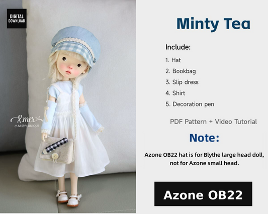 小Mer Azone ob22  Doll Clothes Patterns - Minty Tea no seam allowance included