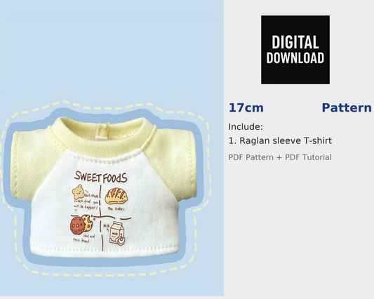 15.5–17cm Fantasy Monster Eggroll Outfit Pattern compatible for Labubu size dolls | PDF Sewing Pattern