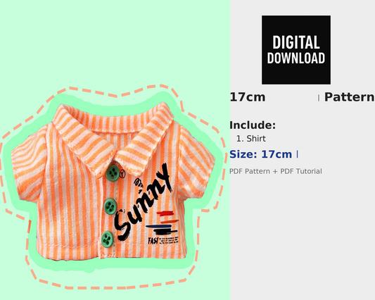 15.5–17cm Eggroll Outfit Pattern Compatible for Labubu size dolls | PDF Sewing Pattern
